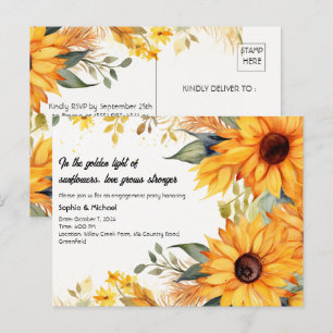 Rustic Sunflower Engagement Party  Invitation Postcard