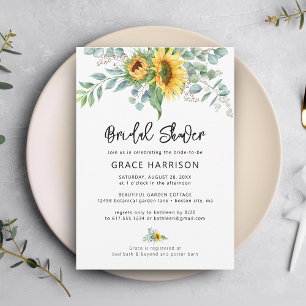 Rustic Sunflower Eucalyptus Bridal Shower Invitation