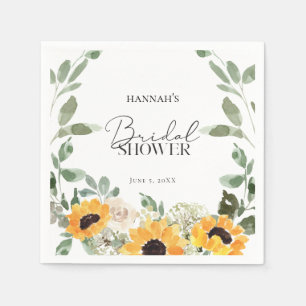 Rustic Sunflower Eucalyptus Bridal Shower Napkin