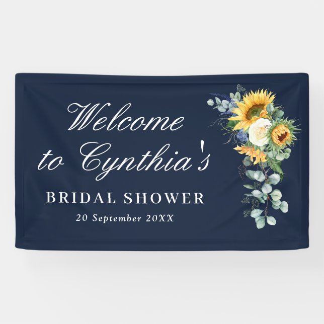 rustic sunflower eucalyptus bridal shower welcome banner (Horizontal)