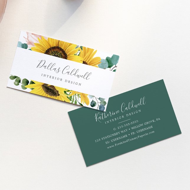 Rustic Sunflower Eucalyptus Business Card (Creator Uploaded)