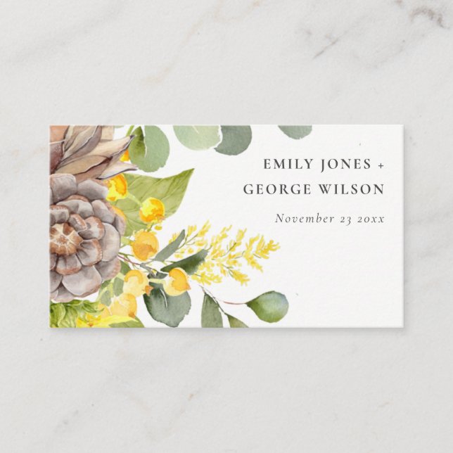 RUSTIC SUNFLOWER EUCALYPTUS  FLORA WEDDING WEBSITE BUSINESS CARD (Front)