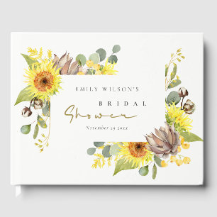 RUSTIC SUNFLOWER EUCALYPTUS  FLORAL BRIDAL SHOWER GUEST BOOK