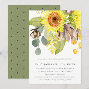 RUSTIC SUNFLOWER EUCALYPTUS FLORAL COUPLES SHOWER INVITATION