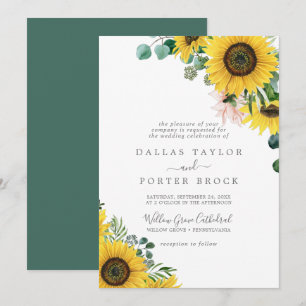 Rustic Sunflower Eucalyptus Formal Wedding Invitation