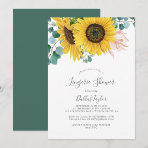 Rustic Sunflower Eucalyptus Lingerie Shower Invitation