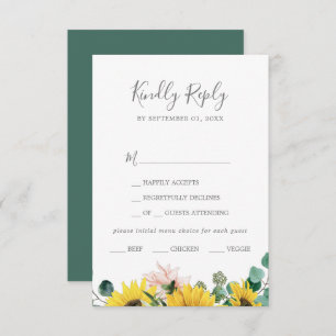Rustic Sunflower Eucalyptus Menu Choice RSVP Card