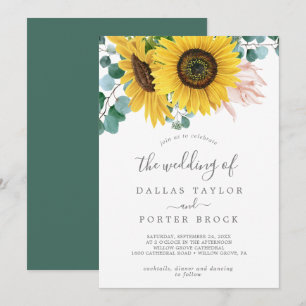 Rustic Sunflower Eucalyptus The Wedding Of Invitation