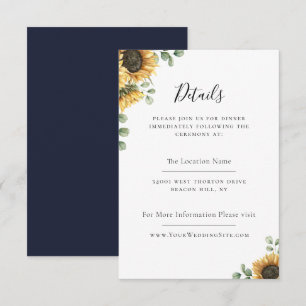 Rustic Sunflower Eucalyptus Wedding Details Invitation