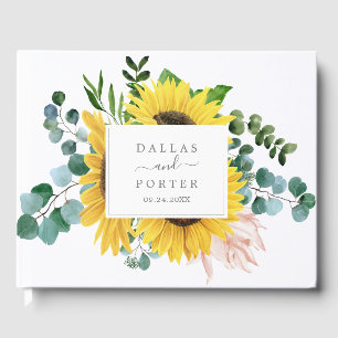 Rustic Sunflower Eucalyptus Wedding Guest Book