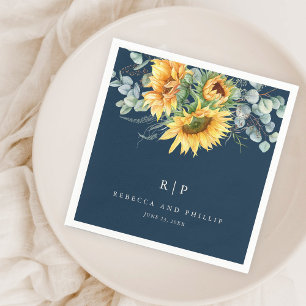 Rustic Sunflower Eucalyptus Wedding  Napkin