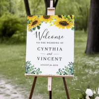 Rustic Sunflower Eucalyptus Wedding Welcome Sign