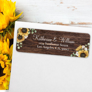 Rustic Sunflower Eucalyptus Wooden Return Address