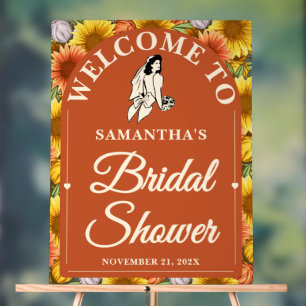 Rustic Sunflower Fall Bridal Shower Welcome Acrylic Sign