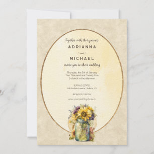Rustic Sunflower Fall Mason Jar Wedding Invitation