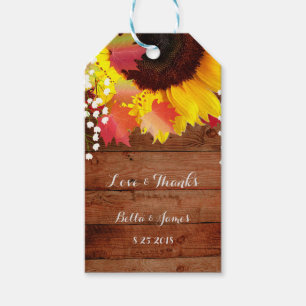 Rustic Sunflower Fall Wedding Gift Tags