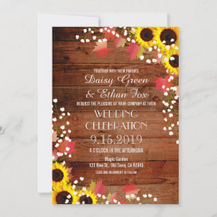 Rustic Sunflower Fall Wedding Invitations