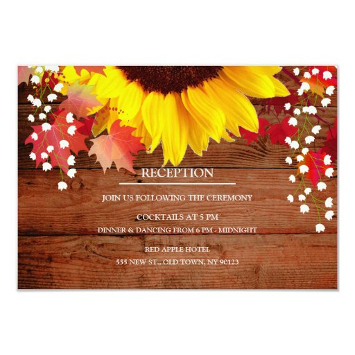 Image of Rustic Sunflower Fall Wedding Reception Cards