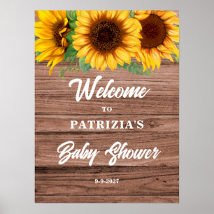 Rustic Sunflower Fall Welcome Baby Shower Poster