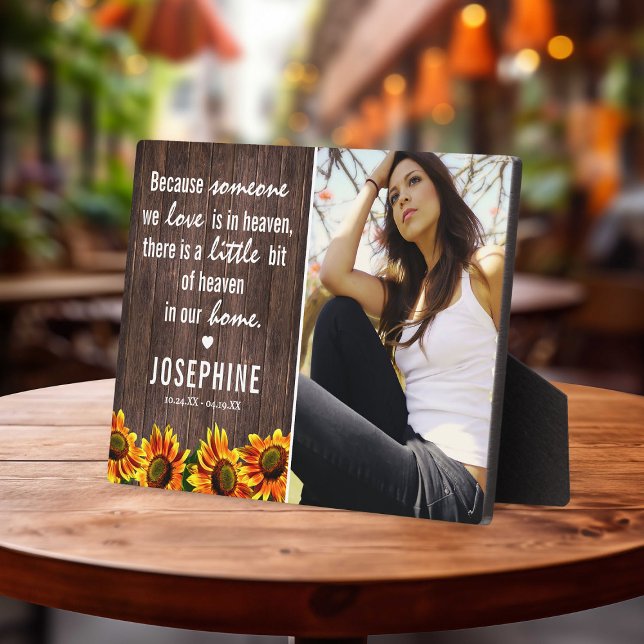 Rustic Sunflower Family Memorial | Photo Keepsake Plaque (Creator Uploaded)