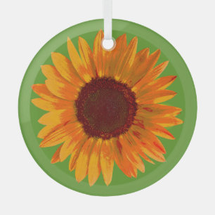 Rustic Sunflower Farm House Charm Suncatcher Glass Tree Decoration