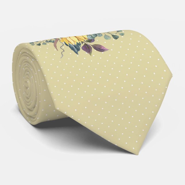 Rustic Sunflower Father of Bride or Groom Tie (Rolled)