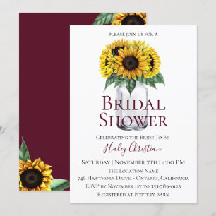 Rustic Sunflower Floral Bridal Shower Invitation