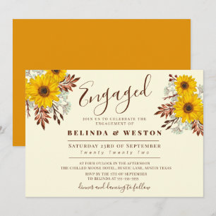 Rustic Sunflower Floral Engagement Party  Invitation