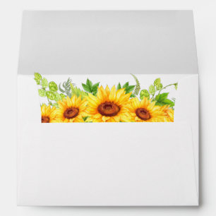 Rustic Sunflower Floral Greenery Invitation Envelope