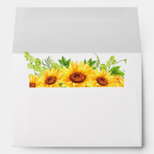 Rustic Sunflower Floral Greenery Invitation Envelope (Back (Bottom))