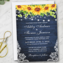 Rustic Sunflower Floral Lace Blue Wood Lights