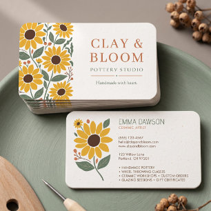 Rustic Sunflower Floral Personalised Modern Design Business Card