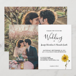 Rustic sunflower floral photo country Wedding Invi Invitation