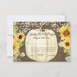 Rustic Sunflower Floral Pumpkin Twinkle Light RSVP