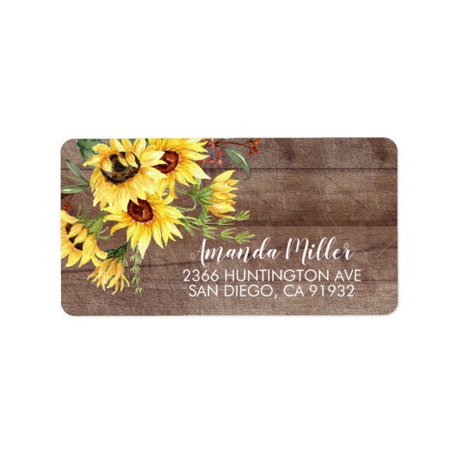 Rustic Sunflower Floral Return Address Label (Front)