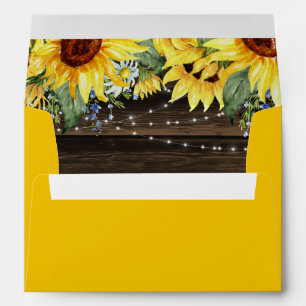 Rustic Sunflower Floral String Lights Yellow Envelope