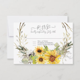 Rustic Sunflower Floral Watercolor Wreath RSVP