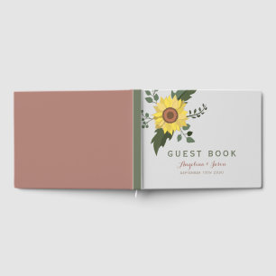 Rustic Sunflower Floral Wedding Guest Book
