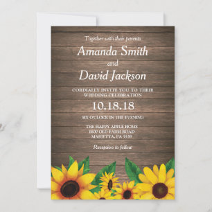 Rustic Sunflower Floral Wedding Invitation