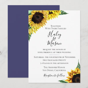Rustic Sunflower Floral Wedding Invitation