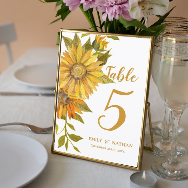 Rustic Sunflower  Floral Wedding Table Number (Rustic Sunflower Floral Wedding Table Number)