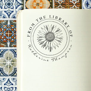 Rustic Sunflower From The Library Of Custom Name  Rubber Stamp