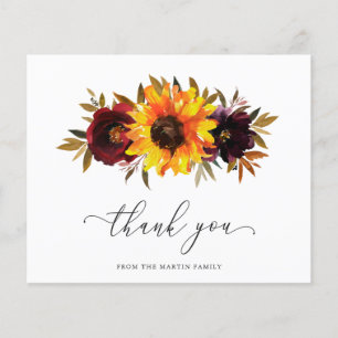 Rustic Sunflower Funeral Budget Thank You Card