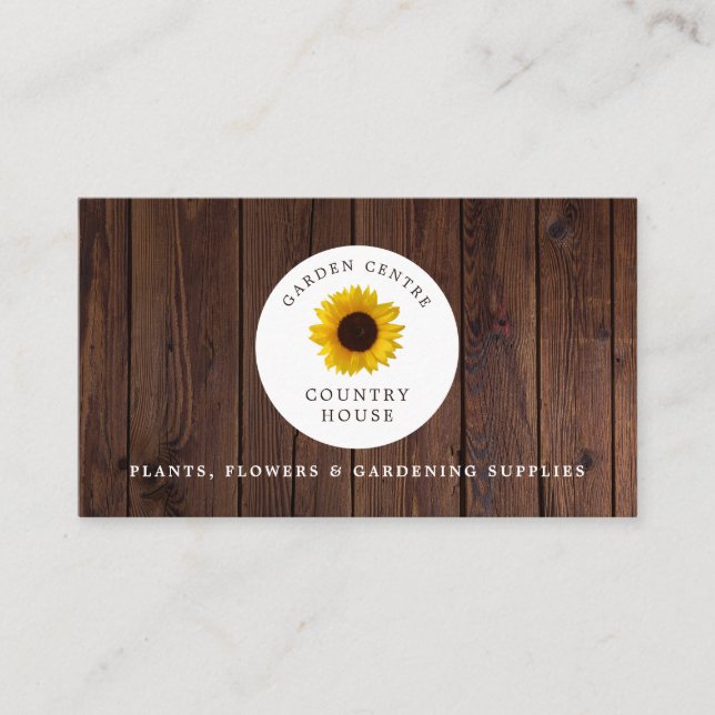 Rustic Sunflower, Garden Centre, Horticulturist Business Card (Front)
