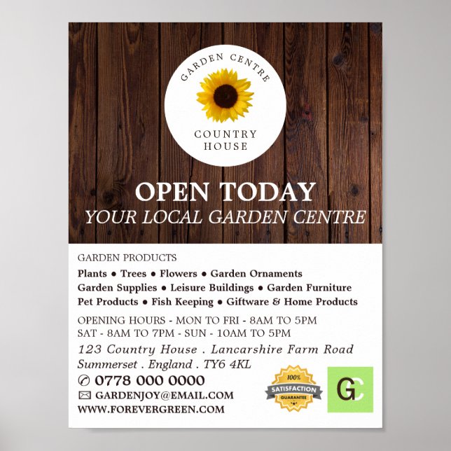 Rustic Sunflower, Garden Centre, Horticulturist Poster (Front)