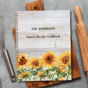 Rustic Sunflower Garden Family Recipe Cookbook Notebook
