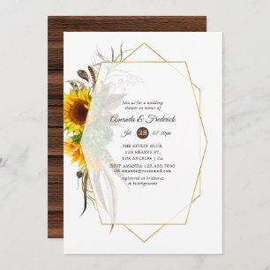 Rustic Sunflower Geometric Wedding Shower Invitation
