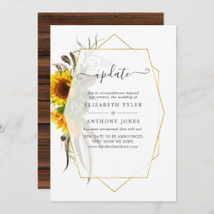 Rustic Sunflower Geometric Wedding Update Invitation