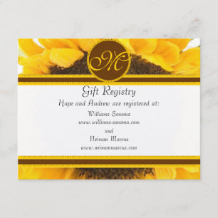 Rustic Sunflower Gift Registry Wedding Insert Card