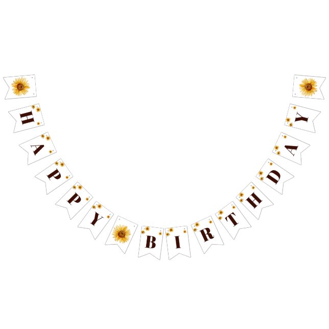 Rustic Sunflower Girls Happy Birthday Bunting (All)